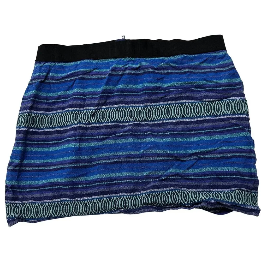 American Eagle Mini Skirt 8 Blue Purple Striped Boho Southwestern Festival Y2K
